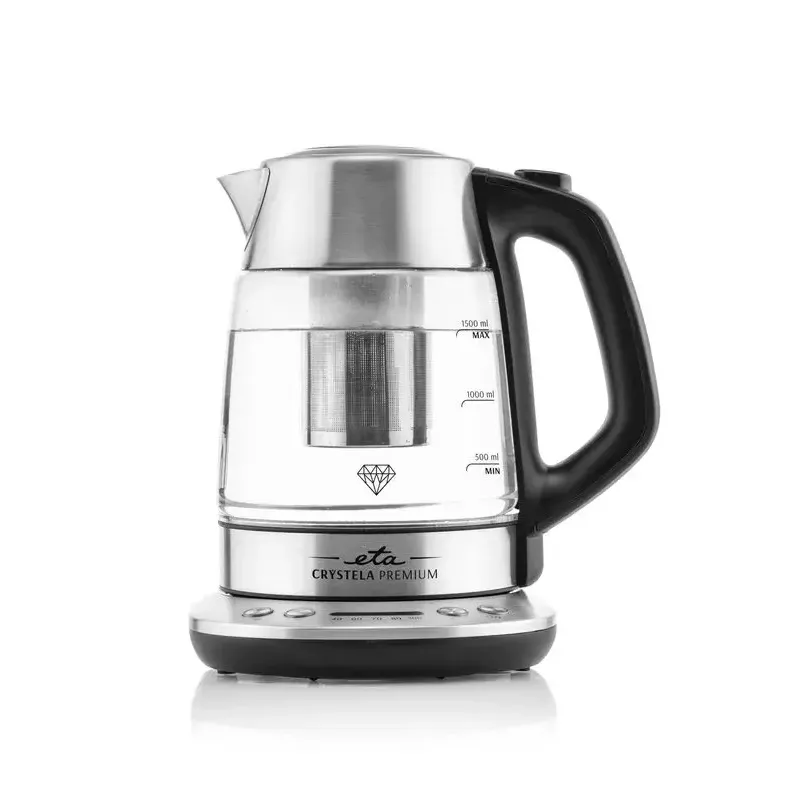 Hervidor de agua ETA ETA915390000 — 1,5 l, 2200 W, acero inoxidable y cristal transparente, negro