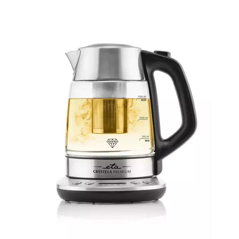 Hervidor de agua ETA ETA915390000 — 1,5 l, 2200 W, acero inoxidable y cristal transparente, negro