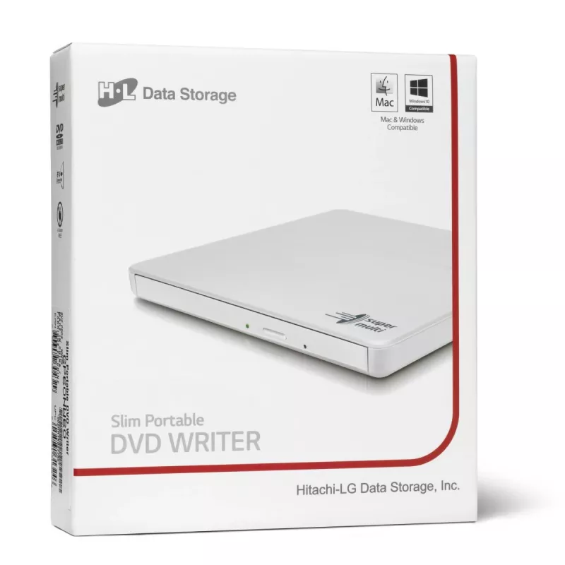 HITACHI-LG DATA STORAGE Unidad de DVD portátil ultrafina - Gp60nw60 - USB 2.0 - Blanco