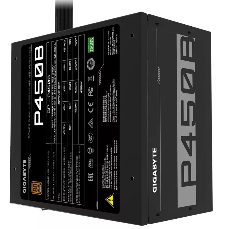 Fuente de alimentación GIGABYTE P450B 450 W 20+4 pin ATX ATX negra