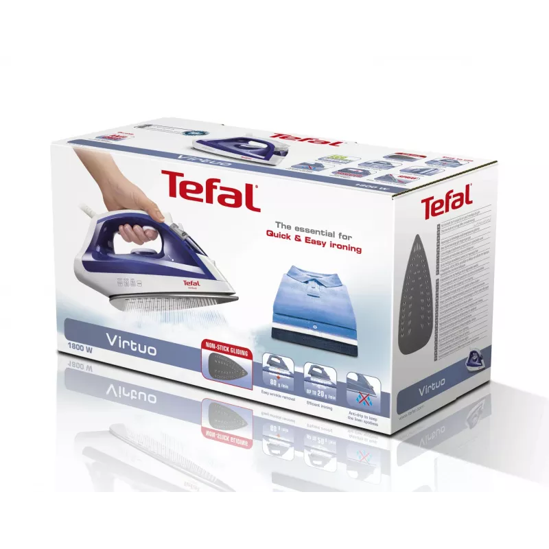 Tefal Virtuo FV1711E0 plancha de vapor, 1800 W, azul/blanco
