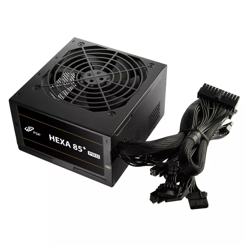 Fuente de alimentación FSP HEXA 85+ PRO 550W ATX ATX2.5 negra, 550 W, 100 - 240 V, 50 - 60 Hz, 7.5 - 3 A, Activa, 100 W