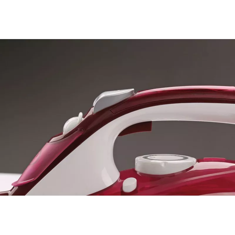 Gorenje SIH3000RBC plancha de vapor, 3000 W, suela cerámica, depósito de agua de 350 ml, vapor 40 g/min, 1,6 kg, rojo/blanco