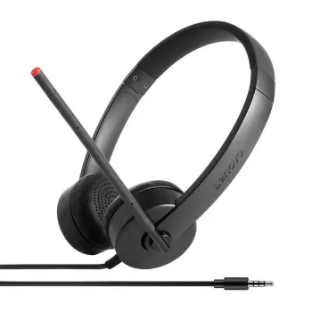 Auriculares con micrófono Lenovo estéreo analógicos con cable diadema oficina/call center negros