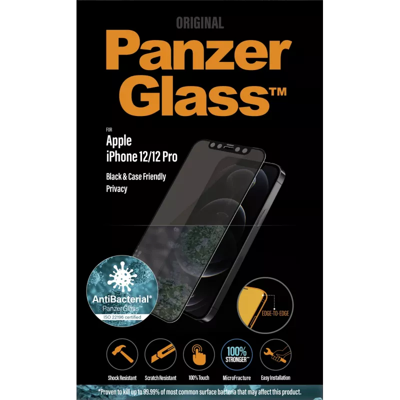 PanzerGlass ® Protector de pantalla de privacidad iPhone 12 | 12 Pro | Edge-to-Edge