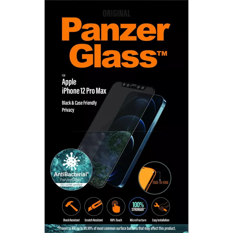 PanzerGlass ® Protector de pantalla de privacidad iPhone 12 Pro Max | Edge-to-Edge