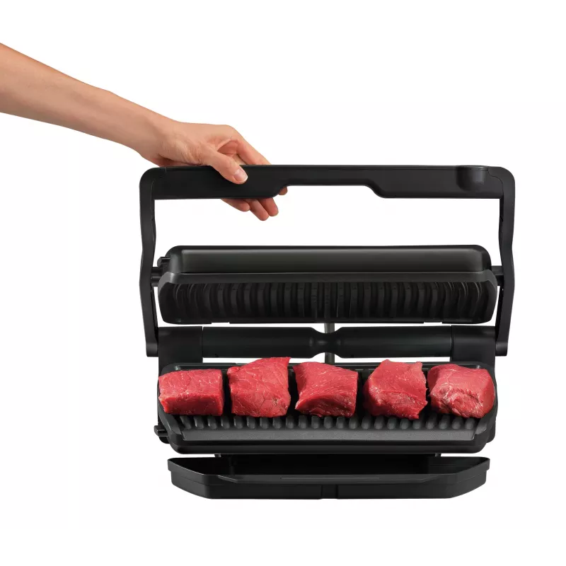 Parrilla de contacto Tefal GC7228 — parrilla de contacto, superficie de parrilla de 800 cm², termostato regulable, acero inoxidable negro