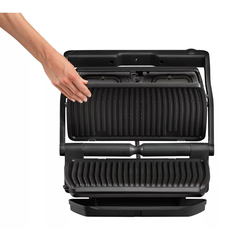 Parrilla de contacto Tefal GC7228 — parrilla de contacto, superficie de parrilla de 800 cm², termostato regulable, acero inoxidable negro