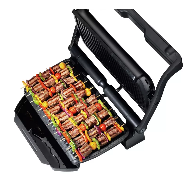 Parrilla de contacto Tefal GC7228 — parrilla de contacto, superficie de parrilla de 800 cm², termostato regulable, acero inoxidable negro