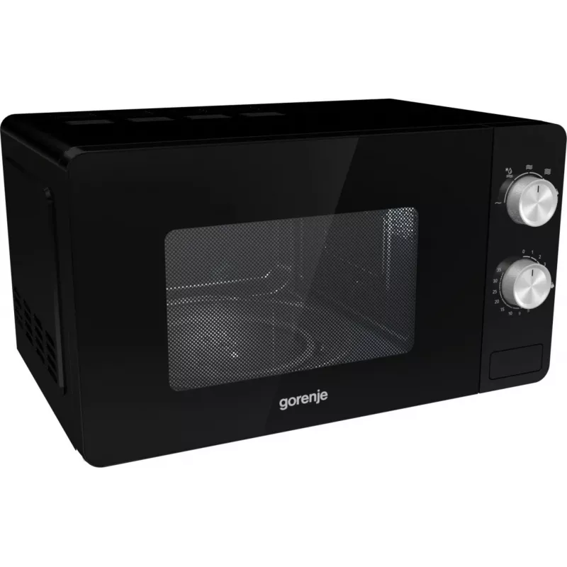 Microondas sencillo Gorenje MO20E1B – 20 L, 800 W, 5 niveles de potencia, plato giratorio de 270 mm, negro