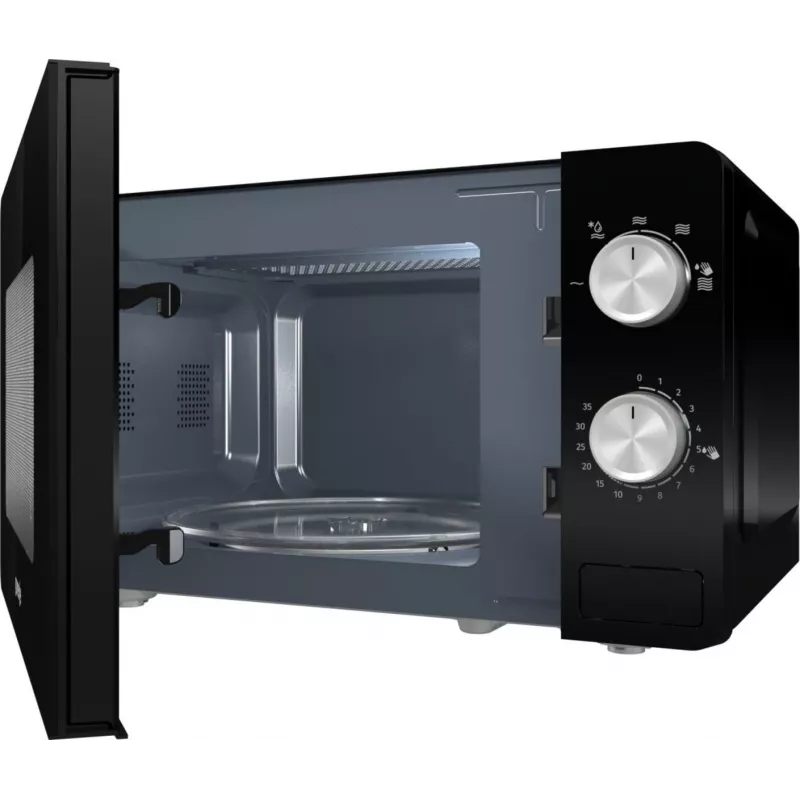 Microondas sencillo Gorenje MO20E1B – 20 L, 800 W, 5 niveles de potencia, plato giratorio de 270 mm, negro