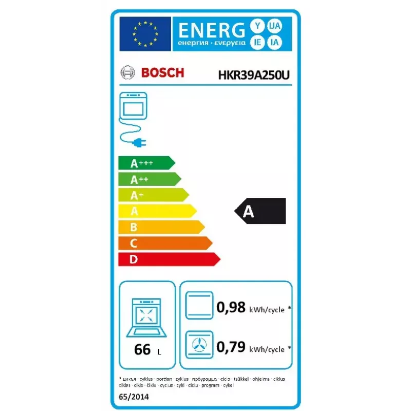 Cocina independiente Bosch Serie 4 HKR39A250U, placa vitrocerámica 4 zonas, horno 66 L, acero inoxidable, 600 mm