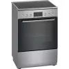 Cocina independiente Bosch Serie 4 HKR39A250U, placa vitrocerámica 4 zonas, horno 66 L, acero inoxidable, 600 mm