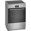 Cocina independiente Bosch Serie 4 HKR39A250U, placa vitrocerámica 4 zonas, horno 66 L, acero inoxidable, 600 mm