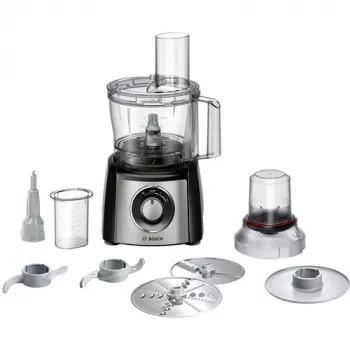 Robot de cocina Bosch MCM3401M con motor de 800 W y bol de 2,3 L, negro/acero inoxidable