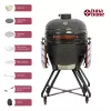 Parrilla kamado TUNABONE TunaBone Classic 23 pulgadas (talla L) parrilla de carbón cerámica, 23 pulgadas de diámetro de parrilla, gris oscuro