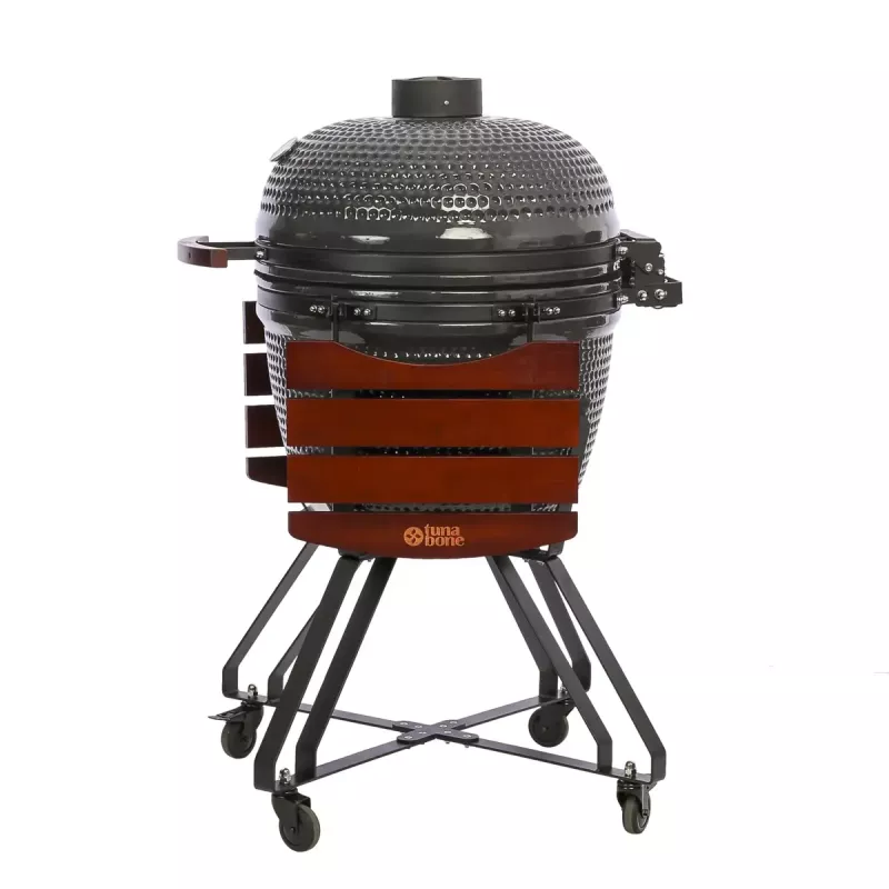 Parrilla kamado TUNABONE TunaBone Classic 23 pulgadas (talla L) parrilla de carbón cerámica, 23 pulgadas de diámetro de parrilla, gris oscuro