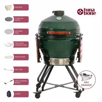 Parrilla kamado cerámica TARGUS TBG24GREEN-02 — parrilla de carbón verde de 24 pulgadas