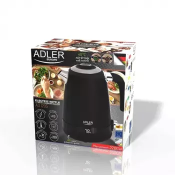 Adler AD 1295b hervidor eléctrico, 1,7 L, 2200 W, negro