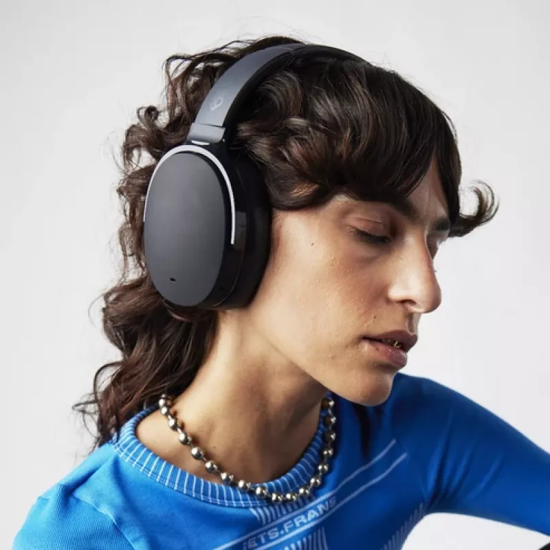 Skullcandy Hesh ANC S6HHW-N740 auriculares over-ear, con cable e inalámbricos, Bluetooth, cancelación activa de ruido, USB-C, hasta 22 h, True Black