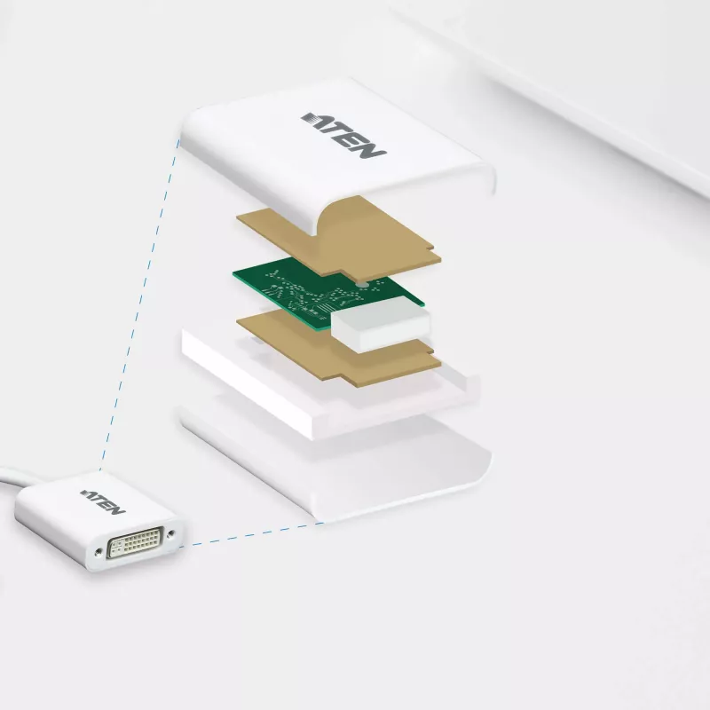 Convertidor DisplayPort a DVI ATEN, PC: hasta UXGA / HDTV: hasta 1080i,1080p