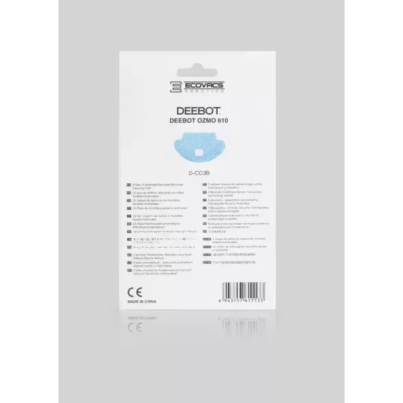 Recambio de mopa Ecovacs D-CC3B para robot aspirador, pack de 3, azul/gris