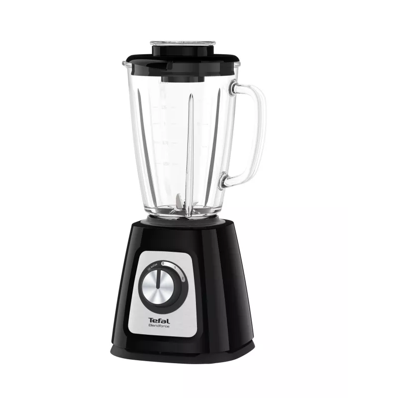 Batidora de vaso Tefal BlendForce II BL4388 — 800 W, jarra de cristal de 1,25 l, trituradora de hielo, negro/acero inoxidable cepillado