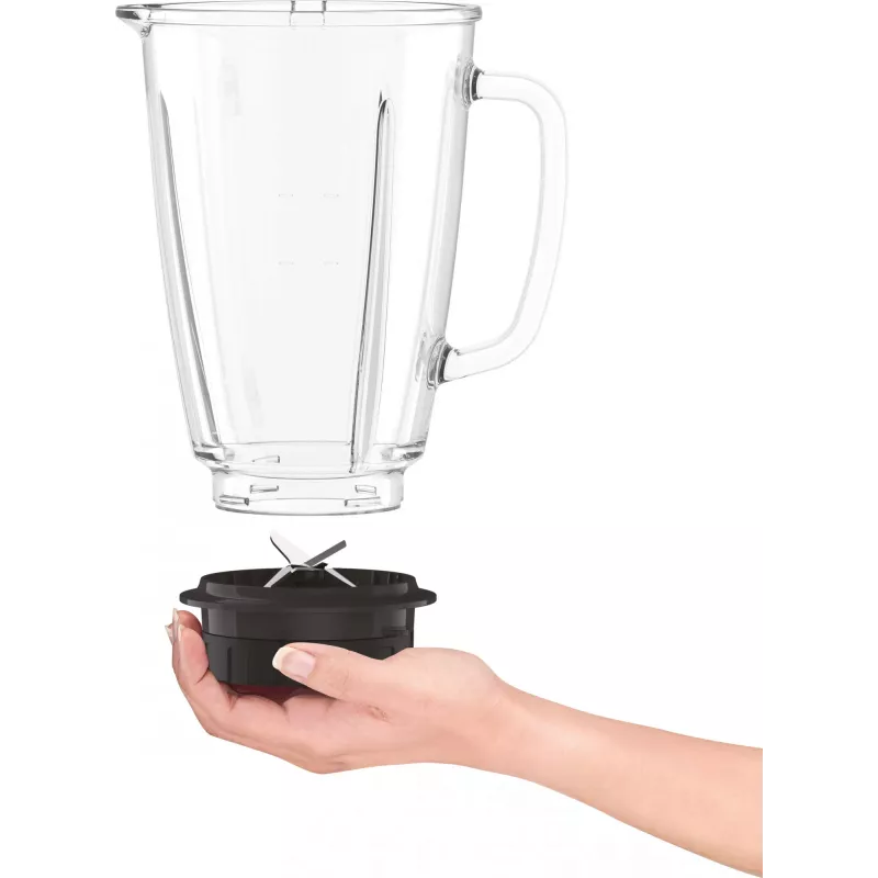Batidora de vaso Tefal BlendForce II BL4388 — 800 W, jarra de cristal de 1,25 l, trituradora de hielo, negro/acero inoxidable cepillado