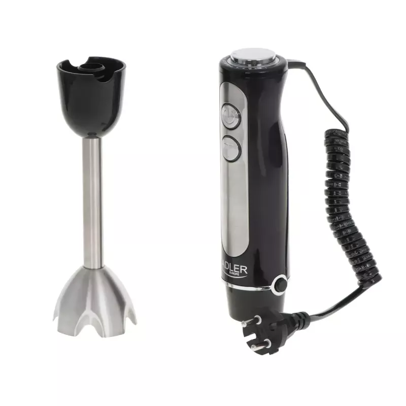 Batidora de brazo Adler AD 4625B — batidora de mano, 1500 W máx., 850 W potencia nominal, 5 velocidades, control mecánico, turbo, cuchilla de acero inoxidable, negro