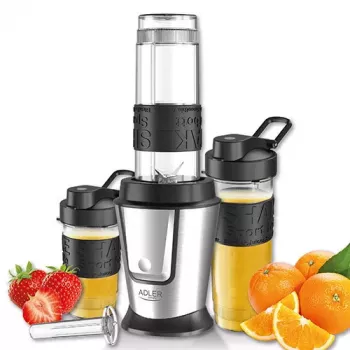 Batidora deportiva Adler AD 4081 — batidora personal portátil, 800 W pico, vaso de 0,57 l, cuchillas de acero inoxidable, 2 botellas