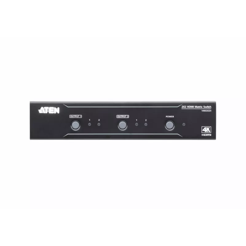 Conmutador de matriz HDMI ATEN 2x2 4K, hasta 15 m, conmutador de matriz AV, 10,2 Gbit/s, 340 MHz, 4096 x 2160 píxeles, 4096 x 2160, 3840 x 2160, negro