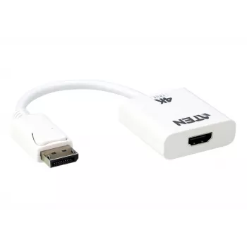 Adaptador activo DisplayPort a HDMI ATEN True 4K, 4096 x 2160 píxeles, 60 Hz, blanco, convertidor de vídeo activo, 0 - 50 °C, -20 - 60 °C