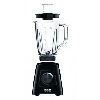 Batidora de vaso Tefal BL4208 — 600 W, recipiente de plástico de 1,25 L, 2 velocidades, trituradora de hielo, negra