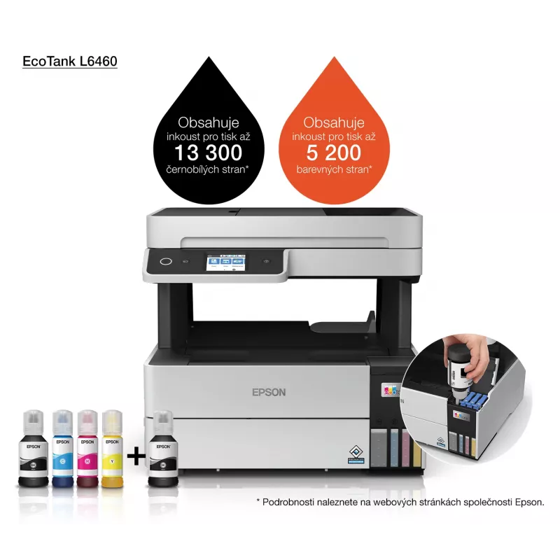 Impresora multifunción Epson EcoTank L6460 — inyección de tinta color, 4800x1200 dpi, 37 ppm, A4 dúplex, Wi‑Fi, Ethernet