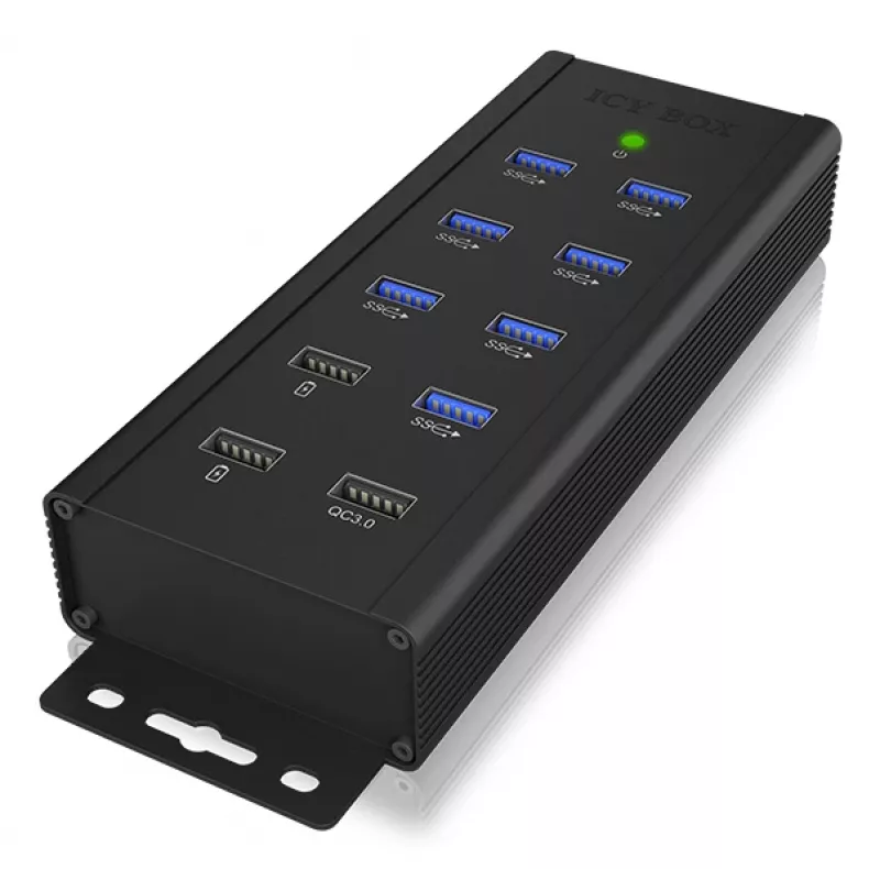 ICY BOX IB-HUB1703-QC3 USB 3.2 Gen 1 (3.1 Gen 1) Type-B 5000 Mbit/s negro