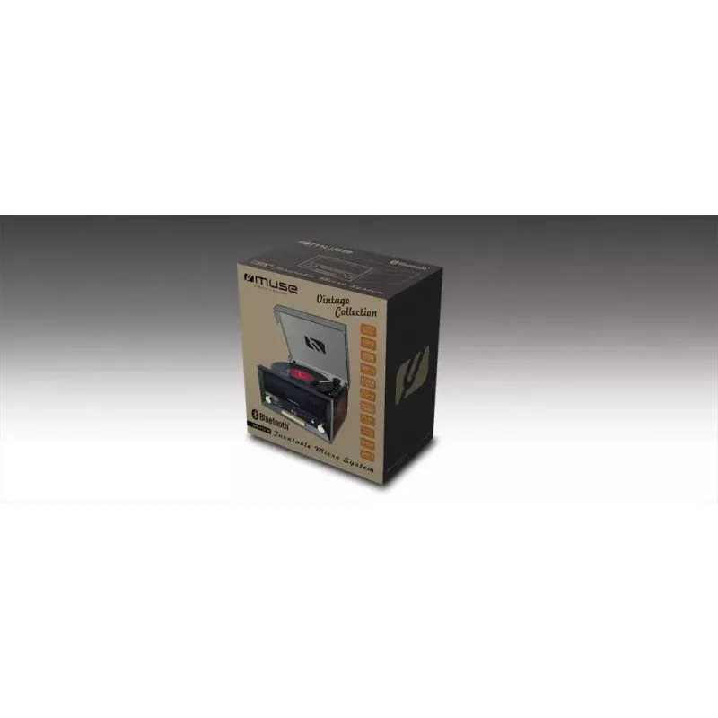 Muse MT-112 W tocadiscos microcadena con CD, USB, Bluetooth, radio FM, 33/45/78 rpm, marrón