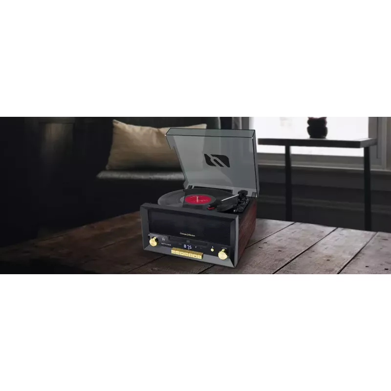 Muse MT-112 W tocadiscos microcadena con CD, USB, Bluetooth, radio FM, 33/45/78 rpm, marrón
