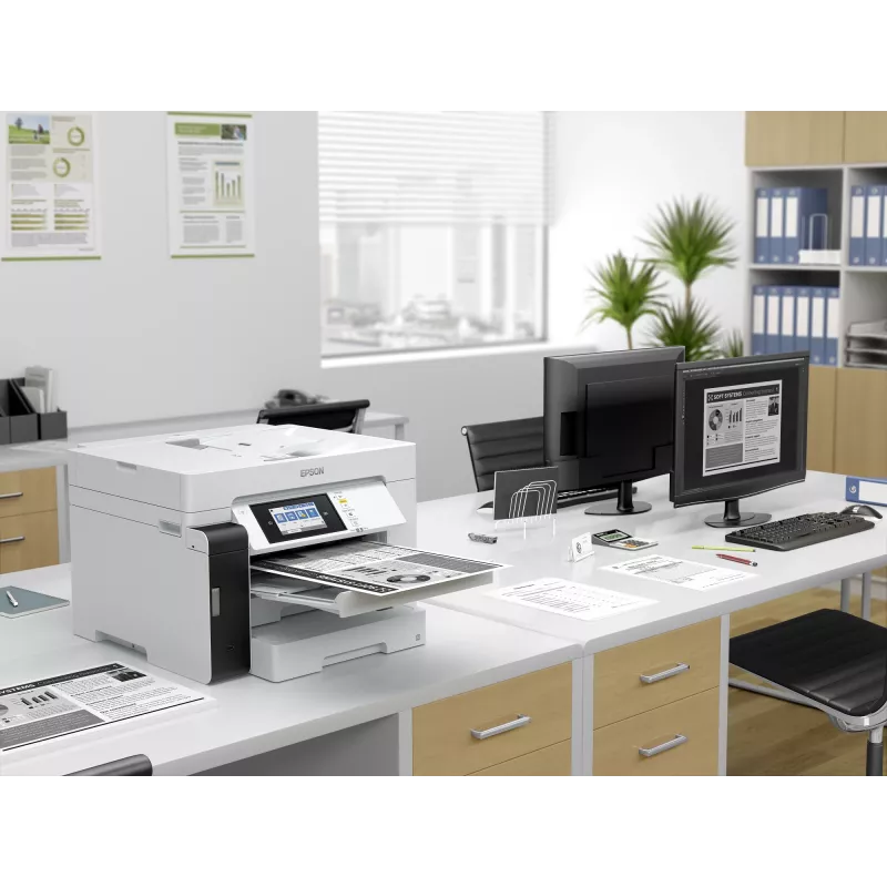 Equipo multifunción Epson M15180 — impresión de tinta monocroma, 4800x1200 DPI, escaneado en color 1200x1200, A4, Wi‑Fi, Ethernet, dúplex