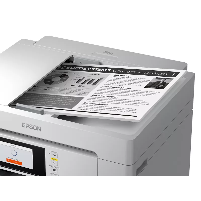 Equipo multifunción Epson M15180 — impresión de tinta monocroma, 4800x1200 DPI, escaneado en color 1200x1200, A4, Wi‑Fi, Ethernet, dúplex