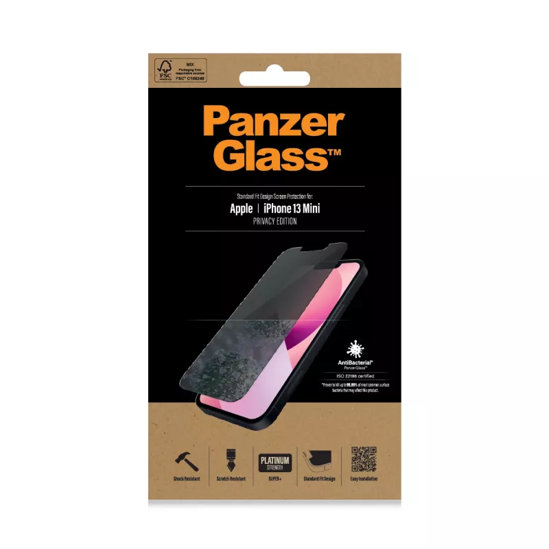 PanzerGlass ® Protector de pantalla de privacidad iPhone 13 Mini | Standard Fit