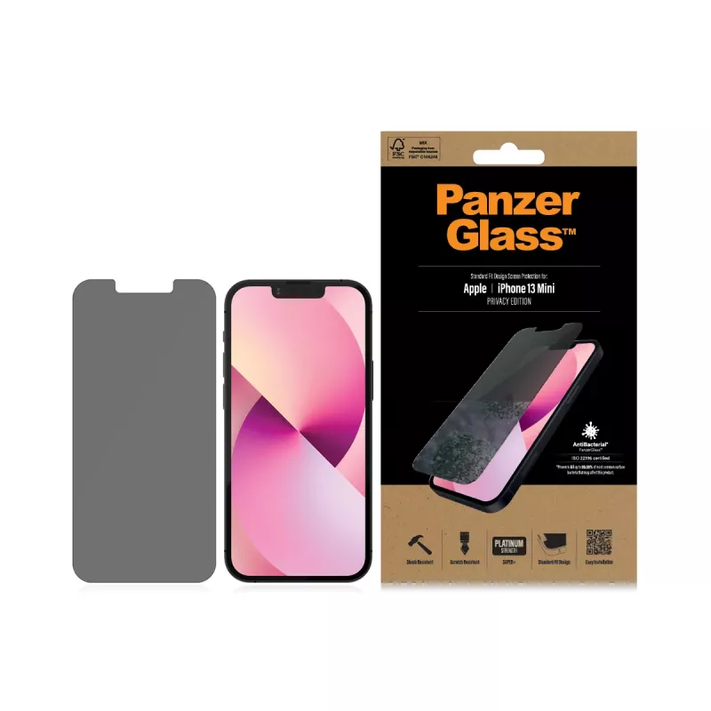 PanzerGlass ® Protector de pantalla de privacidad iPhone 13 Mini | Standard Fit