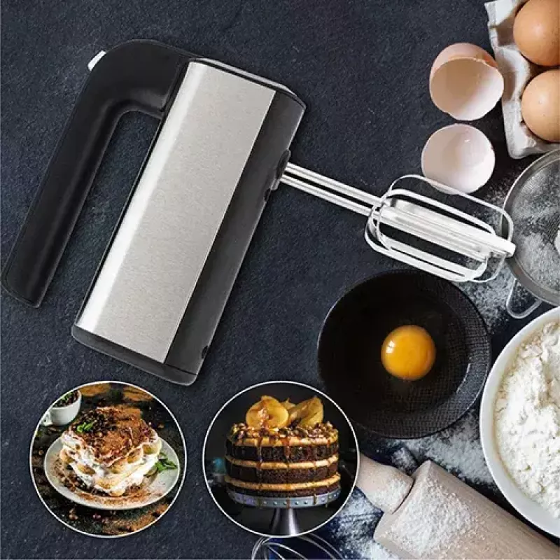 Batidora de mano Adler AD 4225 — 5 velocidades, turbo, 300 W, acero inoxidable/plata-negro, varillas y ganchos amasadores