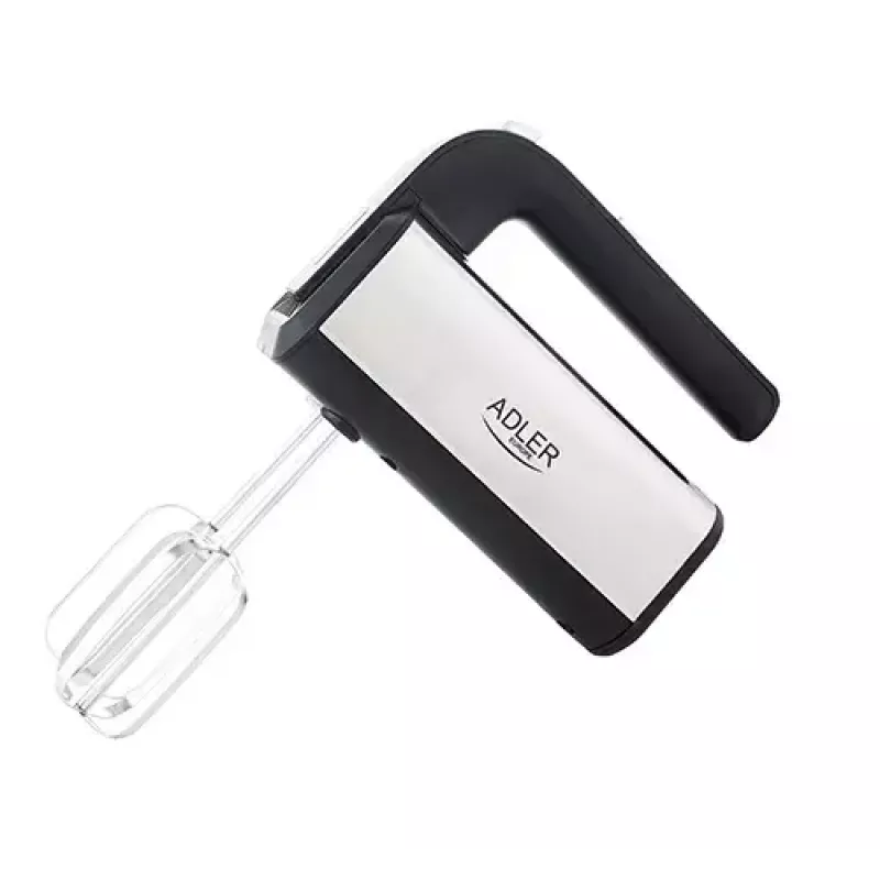Batidora de mano Adler AD 4225 — 5 velocidades, turbo, 300 W, acero inoxidable/plata-negro, varillas y ganchos amasadores