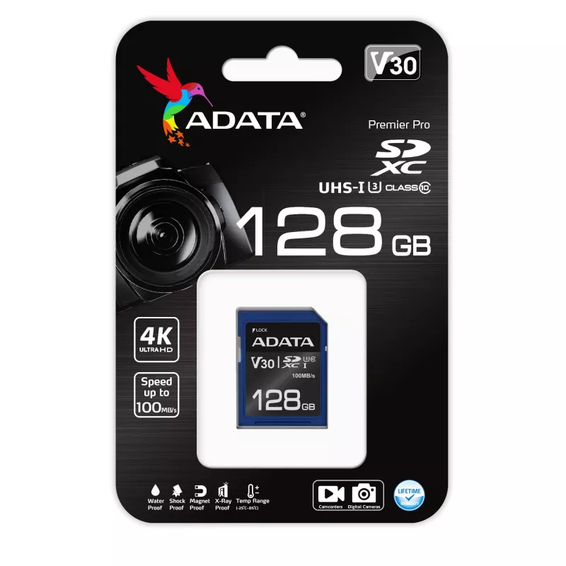 Tarjeta de memoria ADATA ASDX128GUI3V30S-R 128 GB SDXC UHS-I clase 10