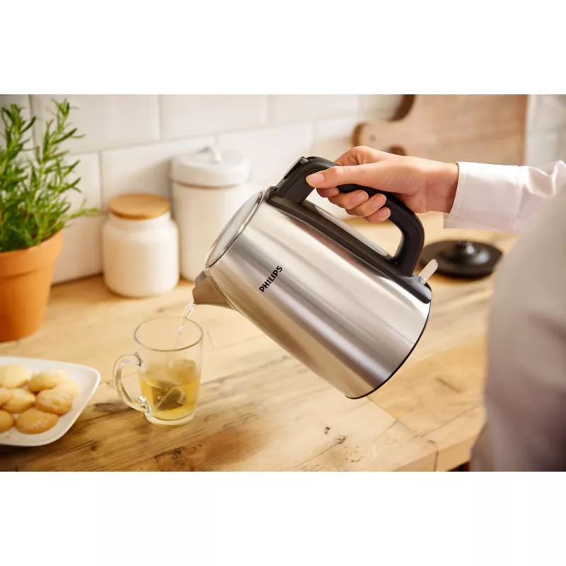 Hervidor de agua Philips Viva Collection HD9351/90, 1,7 L, 2020 W, metal, indicador de nivel de agua, inalámbrico, filtro