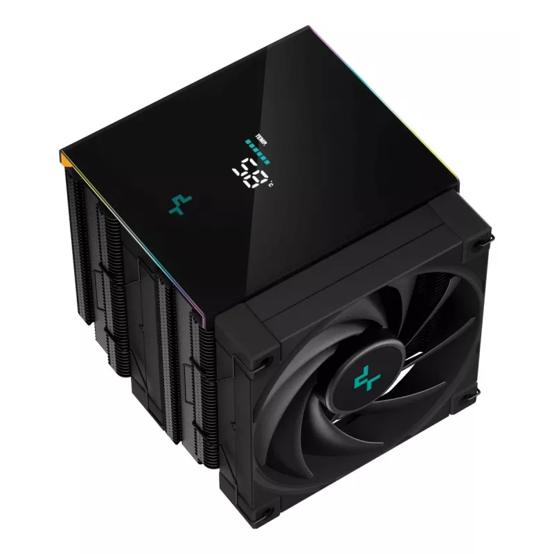 Ventilador de CPU DeepCool AK620 12 cm, dos ventiladores de 120 mm, 6 heatpipes, TDP 260 W, PWM, FDB, altura 160 mm, negro
