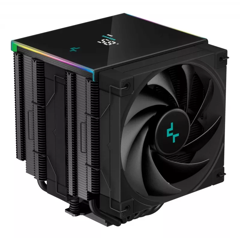 Ventilador de CPU DeepCool AK620 12 cm, dos ventiladores de 120 mm, 6 heatpipes, TDP 260 W, PWM, FDB, altura 160 mm, negro