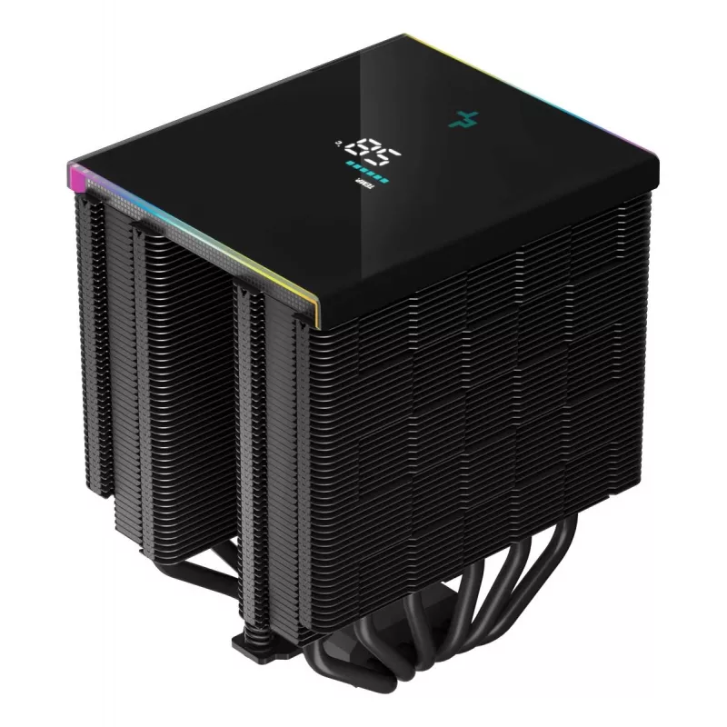 Ventilador de CPU DeepCool AK620 12 cm, dos ventiladores de 120 mm, 6 heatpipes, TDP 260 W, PWM, FDB, altura 160 mm, negro