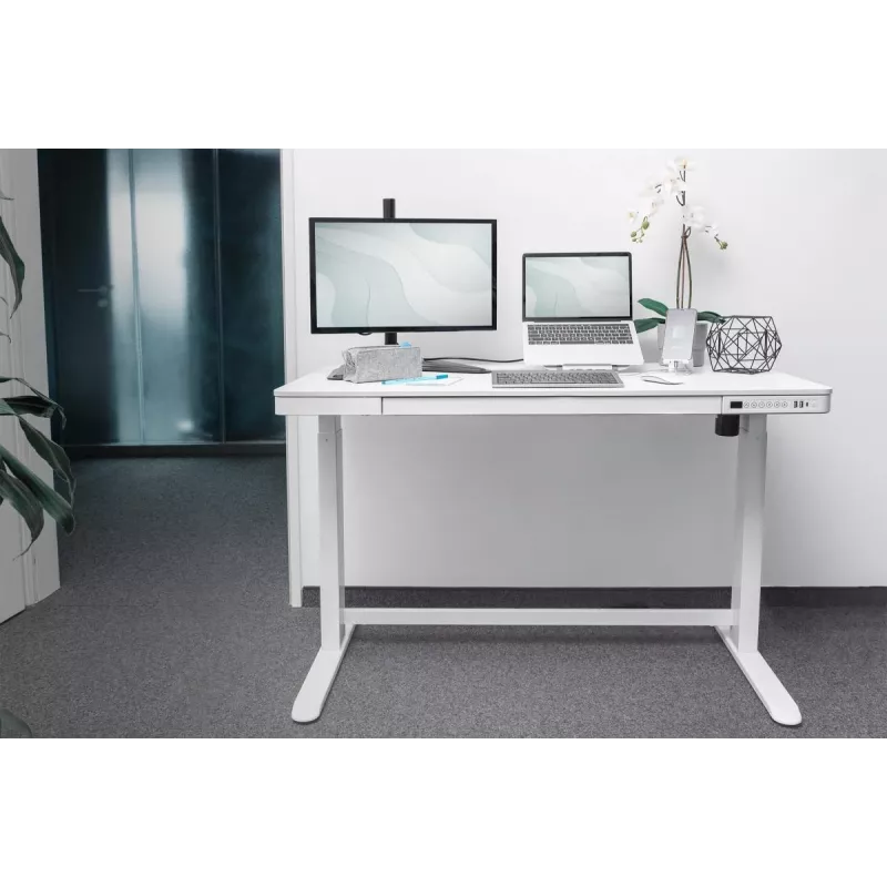 Escritorio eléctrico regulable en altura DIGITUS 120x60x12cm con USB blanco
