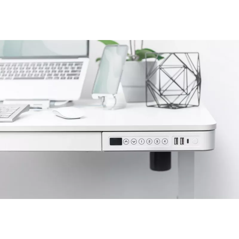Escritorio eléctrico regulable en altura DIGITUS 120x60x12cm con USB blanco